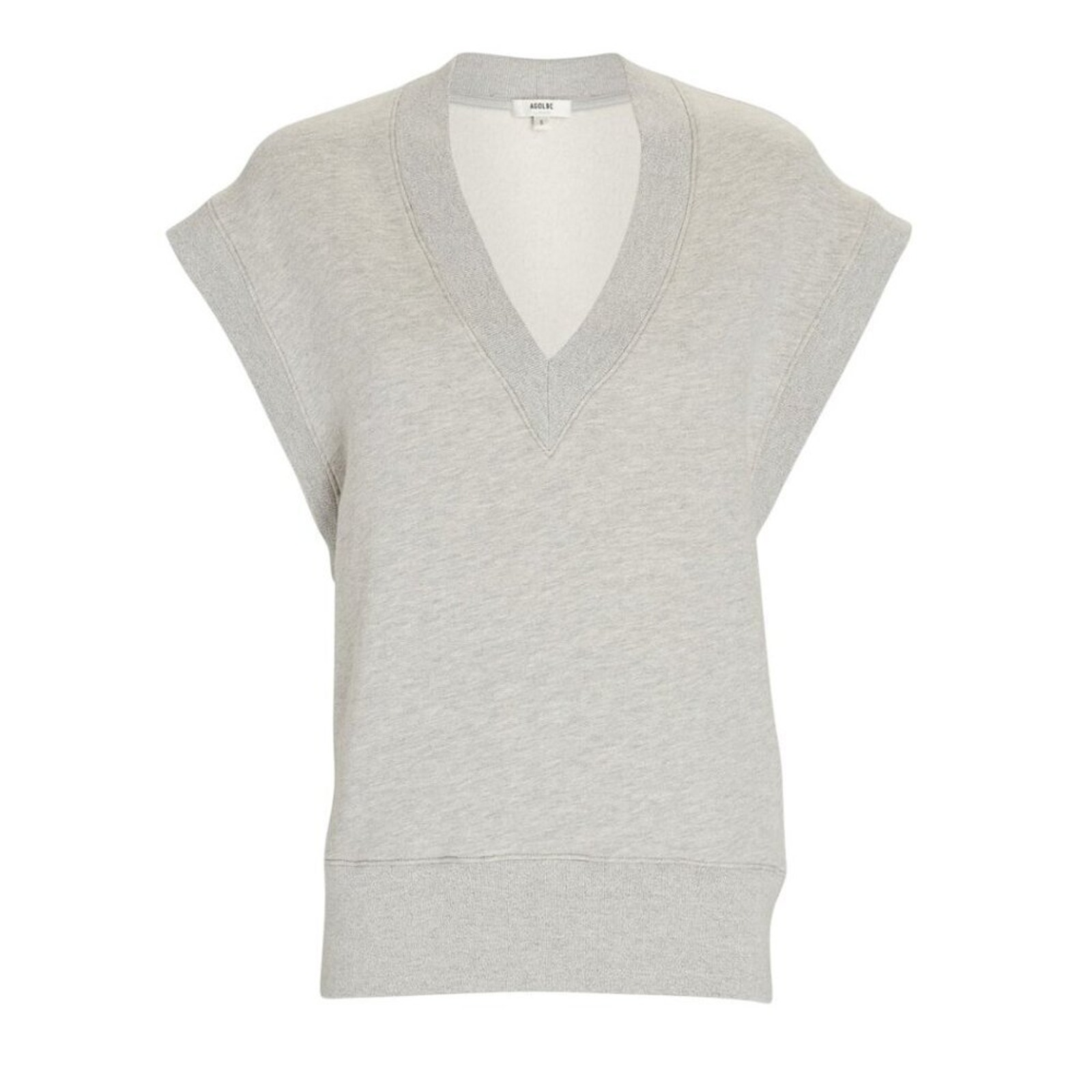 Agolde Shaw Cotton Terry Sleeveless Vest Gray V-Neckline Pullover Top Size Xs